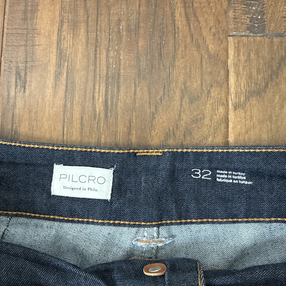 Anthropologie Pilcro Wanderer High Rise Crop Flare Jeans 32 Raw Hem Dark Wash - Picture 6 of 8